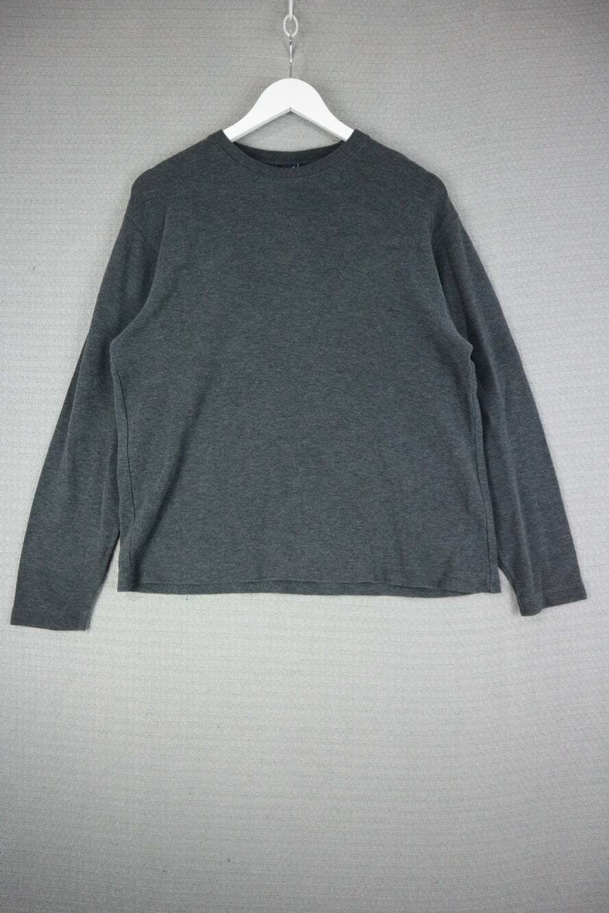 GAP Vintage Knit Dark Gray Long Sleeve Crewneck T-Shirt Men's Medium 100% Cotton